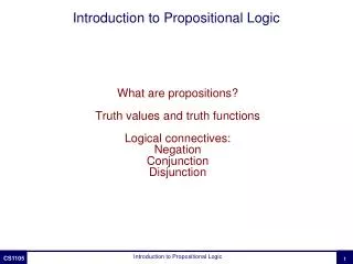 Introduction to Propositional Logic