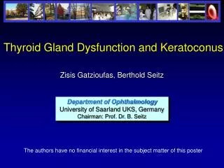 Thyroid Gland Dysfunction and Keratoconus
