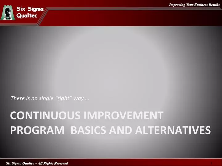 continuous improvement program basics and alternatives