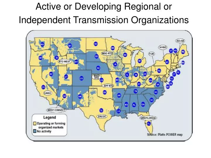 active or developing regional or independent transmission organizations