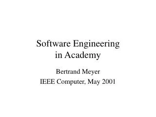 Software Engineering in Academy