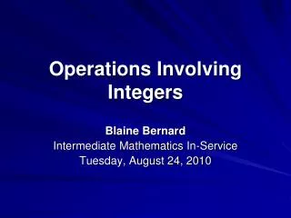 Operations Involving Integers