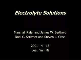 Electrolyte Solutions