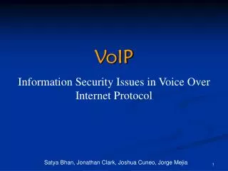 VoIP Information Security Issues in Voice Over Internet Protocol