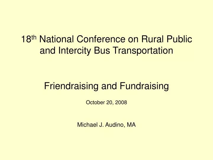 18 th national conference on rural public and intercity bus transportation