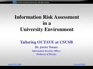 Information Risk Assessment in a University Environment