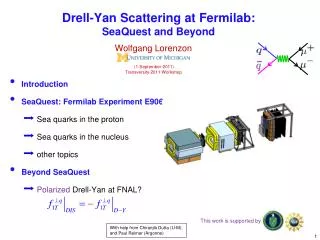 Drell -Yan Scattering at Fermilab : SeaQuest and Beyond