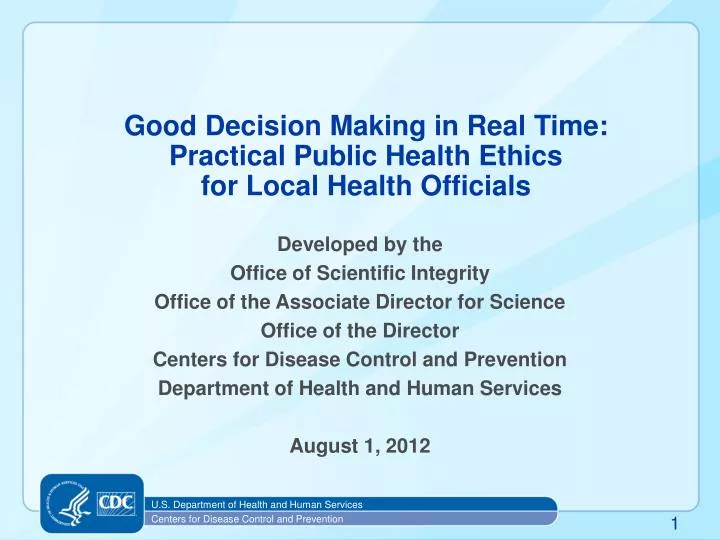 good decision making in real time practical public health ethics for local health officials
