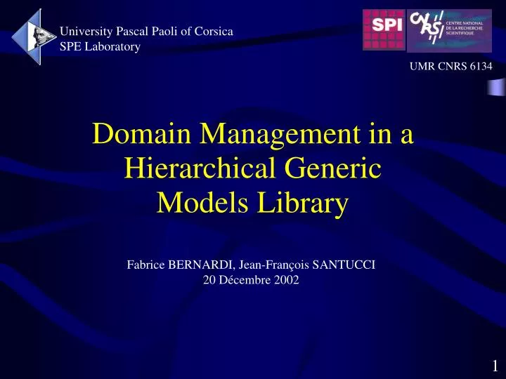 domain management in a hierarchical generic models library