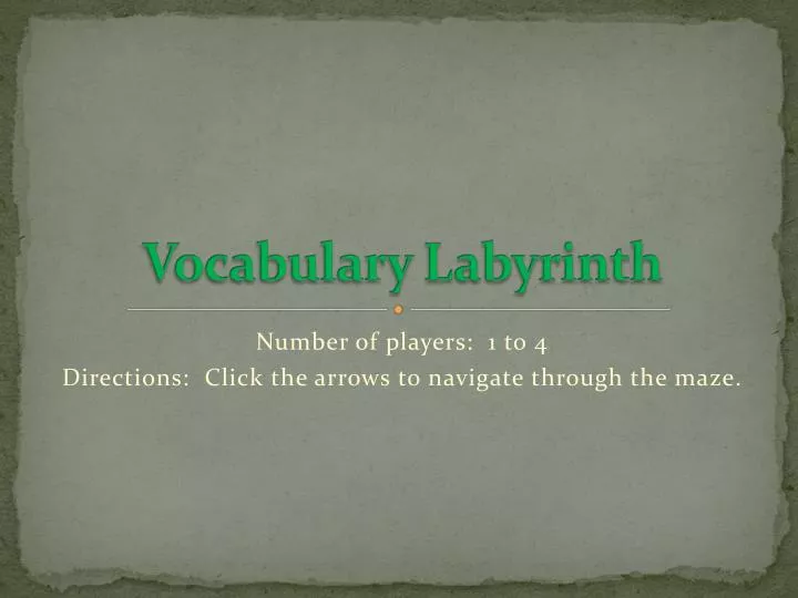 vocabulary labyrinth