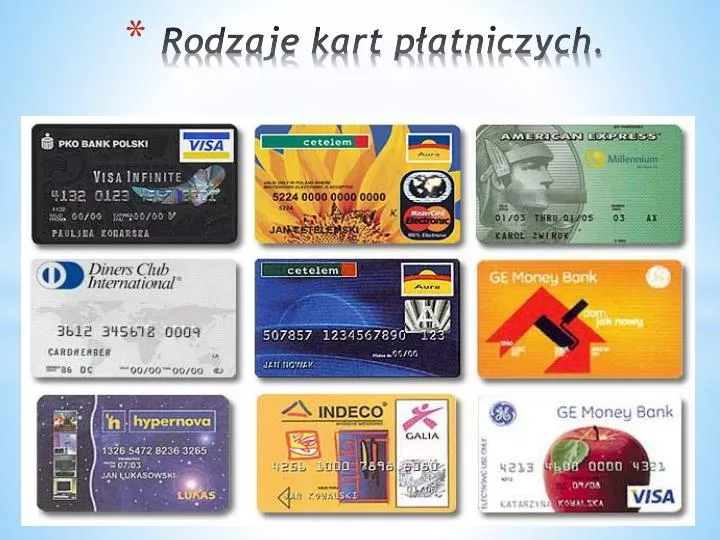 rodzaje kart p atniczych