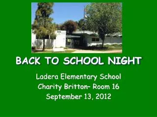 BACK TO SCHOOL NIGHT