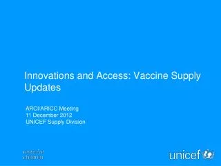Innovations and Access: Vaccine Supply Updates