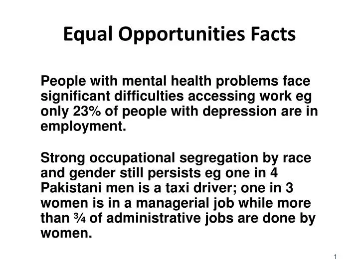 equal opportunities facts