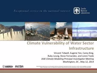 Climate Vulnerability of Water Sector Infrastructure