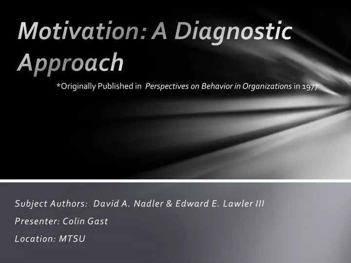 motivation a diagnostic approach