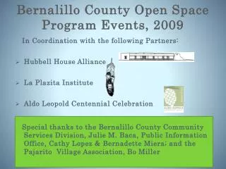 Bernalillo County Open Space Program Events, 2009