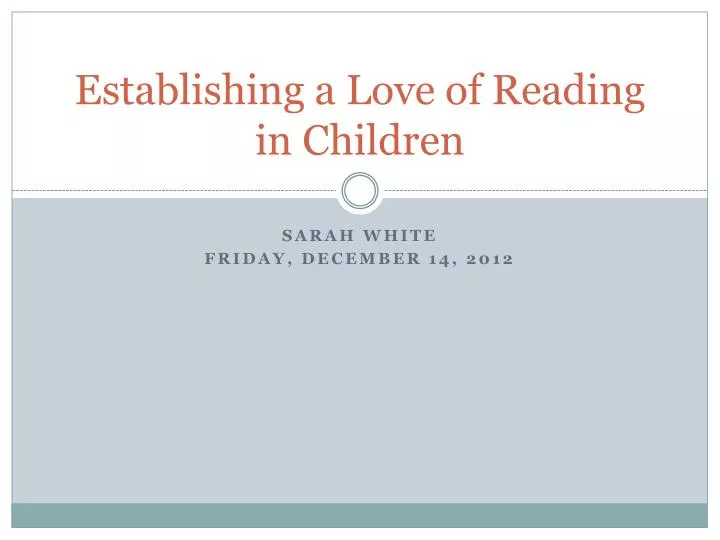 establishing a love of reading in children
