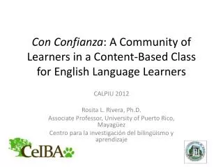 Con Confianza : A Community of Learners in a Content-Based Class for English Language Learners