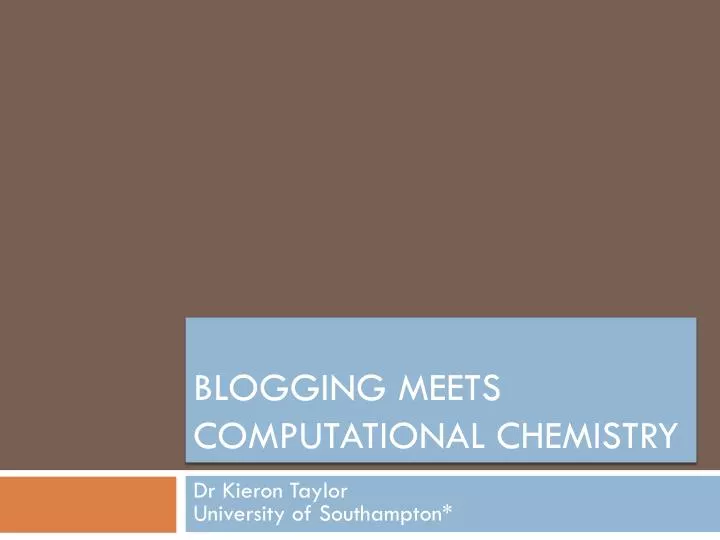 blogging meets computational chemistry