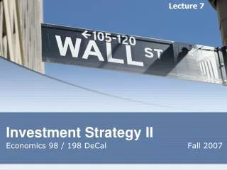 Investment Strategy II