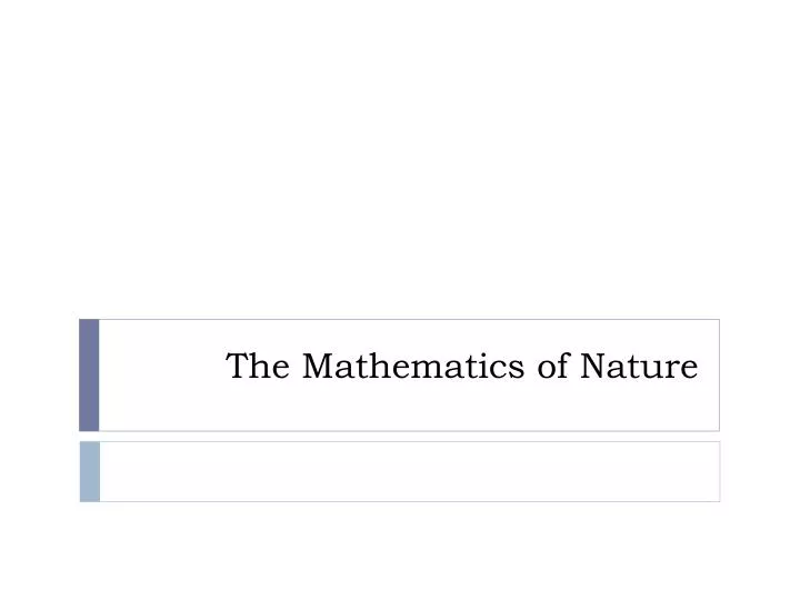 the mathematics of nature