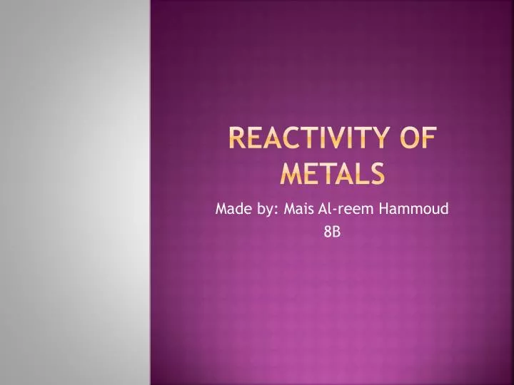 reactivity of metals