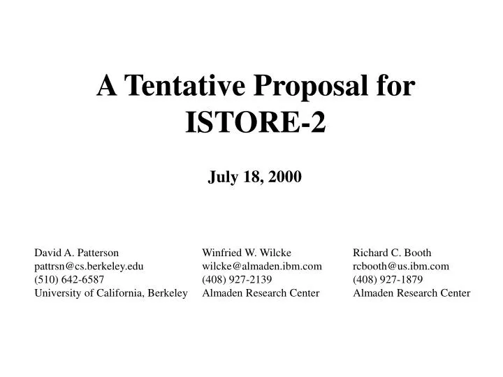 a tentative proposal for istore 2