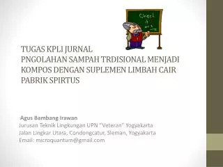 Agus Bambang Irawan Jurusan Teknik Lingkungan UPN “Veteran” Yogyakarta