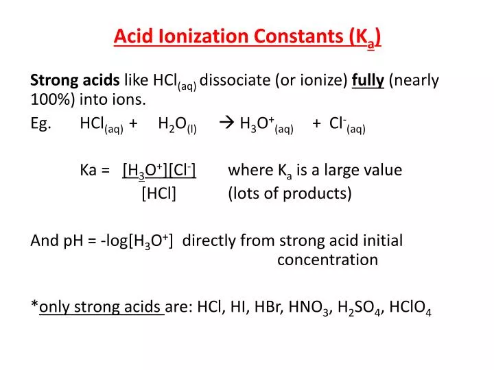 acid ionization constants k a