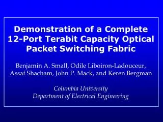 Demonstration of a Complete 12-Port Terabit Capacity Optical Packet Switching Fabric
