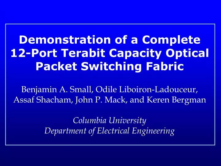 demonstration of a complete 12 port terabit capacity optical packet switching fabric