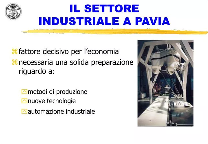 il settore industriale a pavia