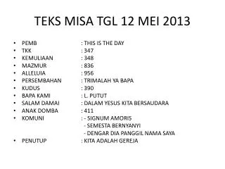 TEKS MISA TGL 12 MEI 2013