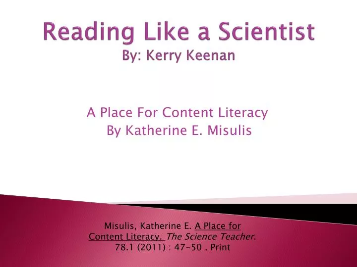 reading like a scientist by kerry keenan