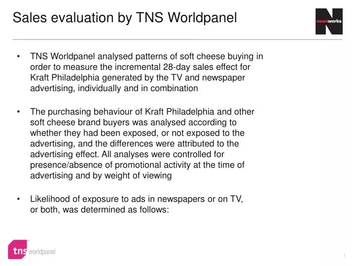 sales evaluation by tns worldpanel