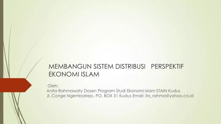 membangun sistem distribusi perspektif ekonomi islam