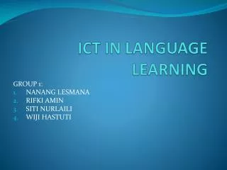 ICT IN LANGUAGE LEARNING