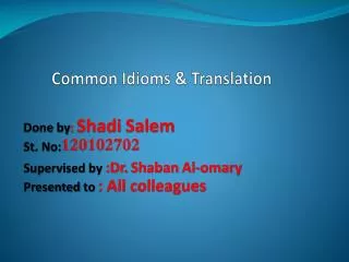 common idioms translation