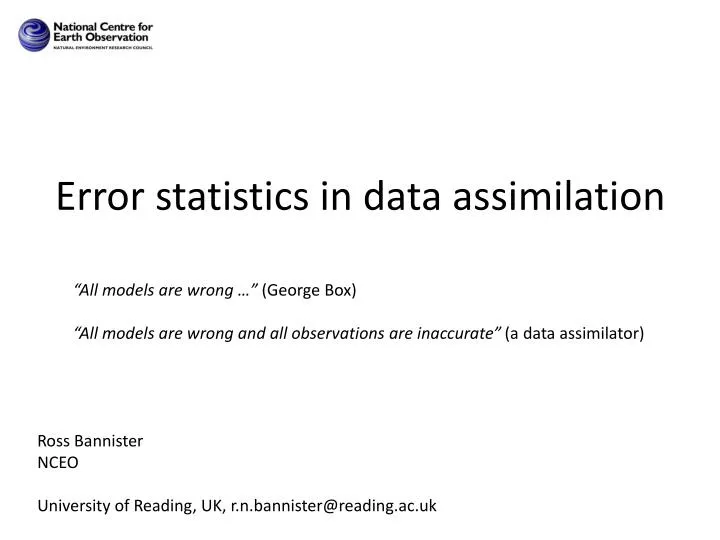 error statistics in data assimilation