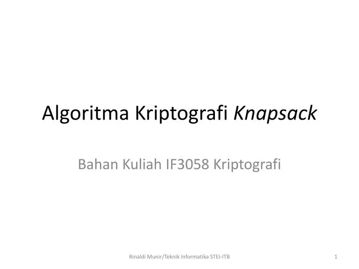 algoritma kriptografi knapsack