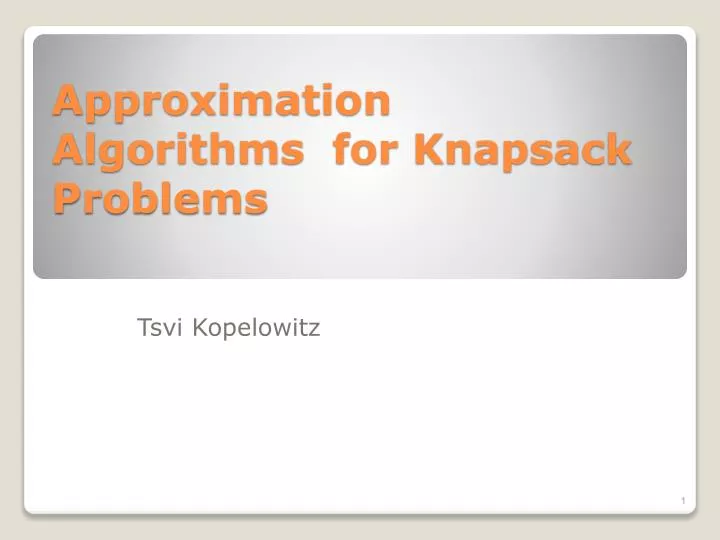 approximation algorithms for knapsack problems