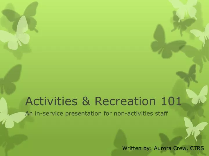 activities recreation 101