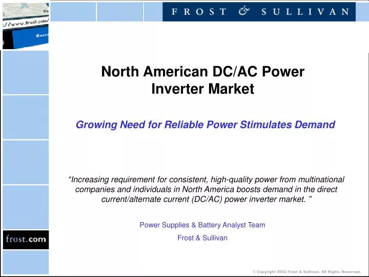 north american dc ac power inverter market growing need for reliable power stimulates demand