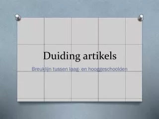 duiding artikels