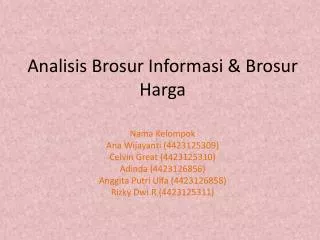 Analisis Brosur Informasi &amp; Brosur Harga