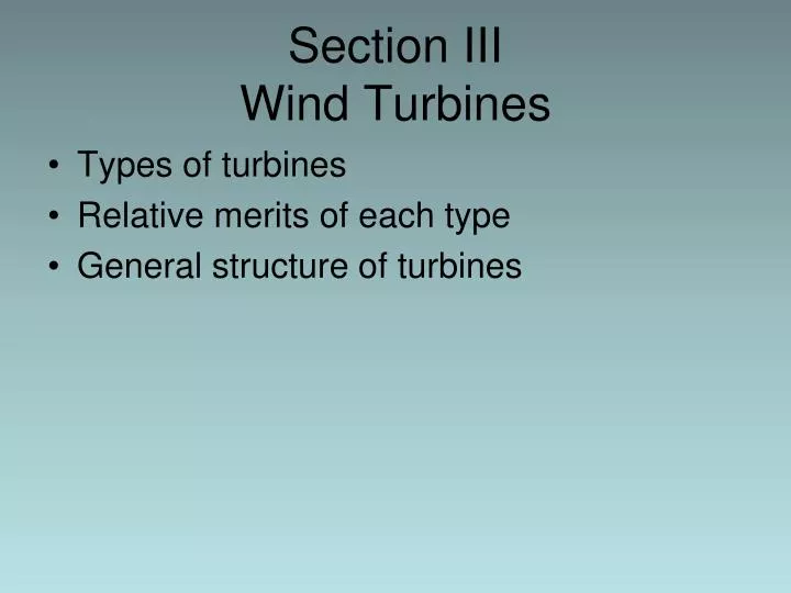 section iii wind turbines