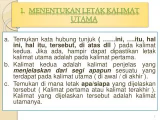 menentukan letak kalimat utama