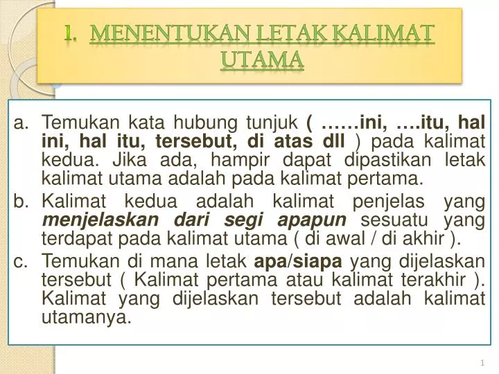 menentukan letak kalimat utama