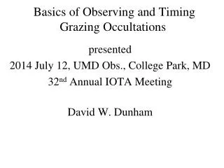 Basics of Observing and Timing Grazing Occultations